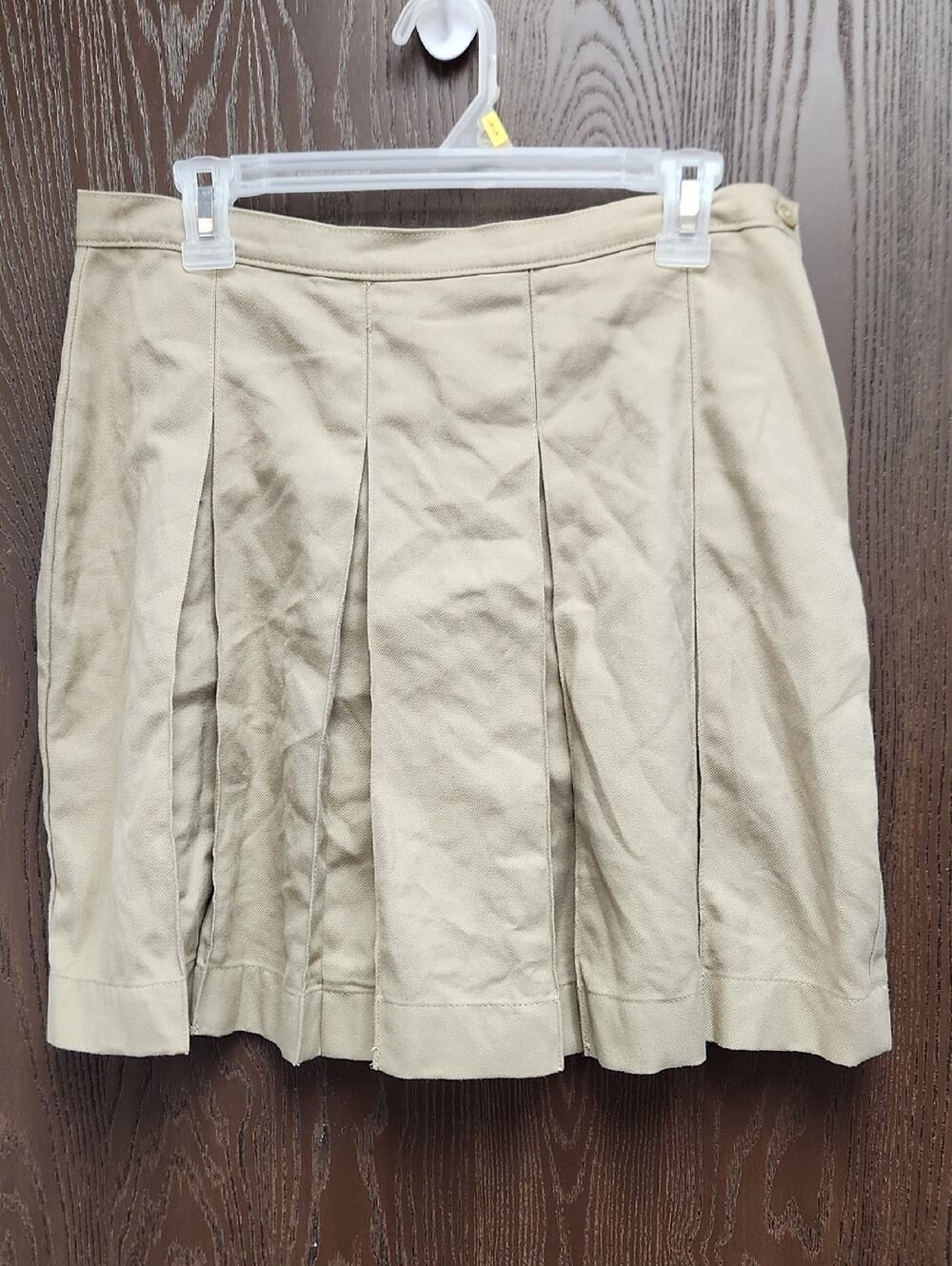 Lands' End Khaki Pleated Mini Skirt